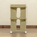 新聞ストッカー 2段 紐通し ラタン調 おしゃれ キャスター 新聞スタンド ラック 新聞ラック 新聞紙 収納 棚 アジアン ナチュラル リゾート カフェ インテリア 【納期B】【skb-tme21】