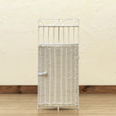 コーナーラック 収納棚 2段 壁寄せ 玄関 トイレ リビング ダイニング 収納 扉付き 目隠し 白 ホワイト ダークブラウン アジアン おしゃれ リゾート風 ラタン 【納期B】【skb-tme66】