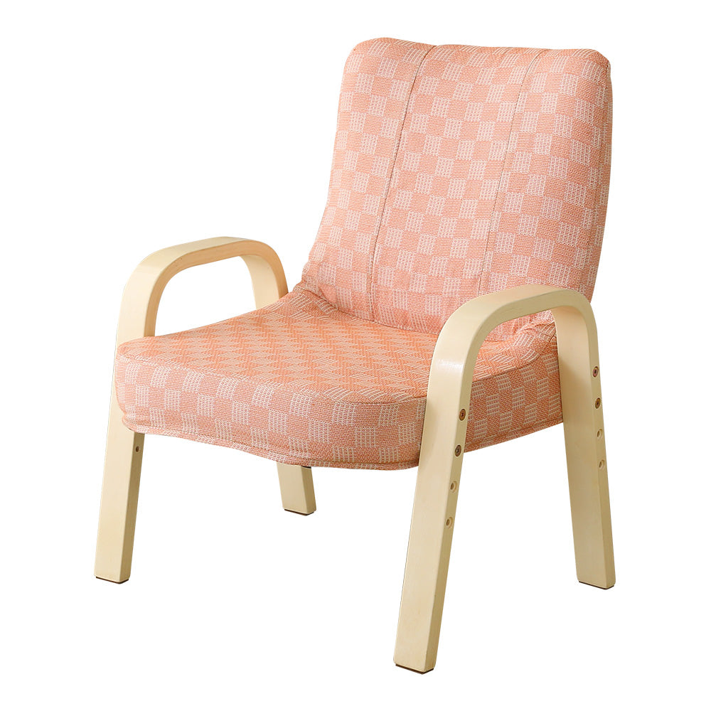 〇 札幌 リクライニング高座椅子 座面高3段階調整可能 木製肘付き 花柄