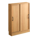 カウンター下収納 引き戸 約 幅60cm 高さ85cm 薄型 スリム おしゃれ 木目 北欧 ナチュラル カフェ風 モダン 可動棚 幅木避け 扉 目隠し 収納棚 省スペース 茶色 【納期C】【szo-vkss-6015】