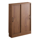 カウンター下収納 引き戸 約 幅60cm 高さ85cm 薄型 スリム おしゃれ 木目 北欧 ナチュラル カフェ風 モダン 可動棚 幅木避け 扉 目隠し 収納棚 省スペース 茶色 【納期C】【szo-vkss-6015】