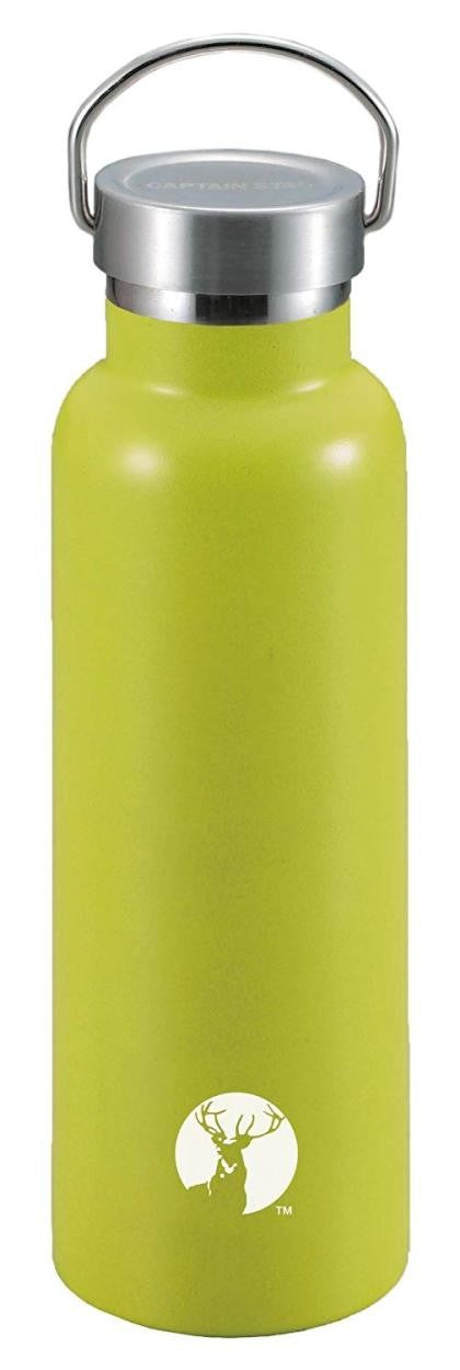 ボトル 600ml 水筒 直飲み 広口 氷 入れやすい スリム おしゃれ 取っ手 携帯用 保冷 保温 真空 二重構造 銀 黒 白 緑 黄色 橙 【納期A】【toh-275257】