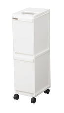 ゴミ箱 2段 分別 キャスター付き ごみ箱 縦型 キッチン リビング 白 ホワイト 黒 ブラック 省スペース おしゃれ スタイリッシュ スリム 容量 20L 【納期A】【toh-342596】