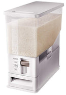 米びつ 10kg 対応 おしゃれ スリム 米櫃 ラック 計量 シンク下 無洗米 キャスター付き 一人暮らし レバー操作 コンパクト 収納 洗える 中身が見える 分解 清潔 【納期A】【toh-4974908750397】