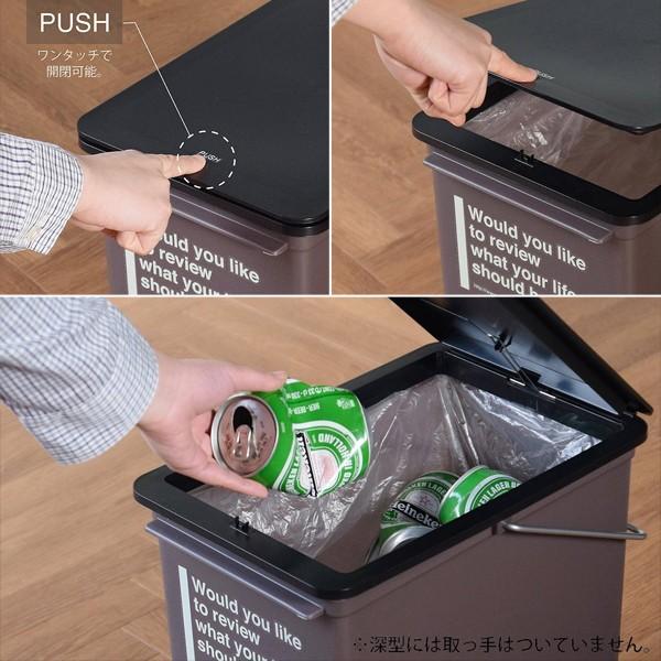 ゴミ箱 ごみ箱 プッシュ式 カフェスタイル 深型 角型 プラスチック製 【納期A】【190651】