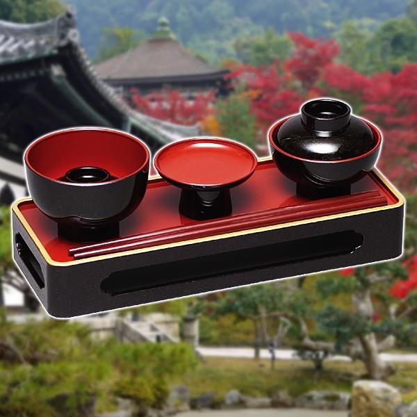 仏膳 5点セット 仏膳 仏具 膳 飯碗 汁椀 高月 箸 お供え物 お盆 命日 金梨地 山中塗り 【納期A】【809838】