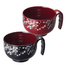 汁椀 山中塗 日本製 手付き汁椀 山中漆器 おしゃれ 取っ手つき お椀 桜柄 2色セット 【納期A】【810213】