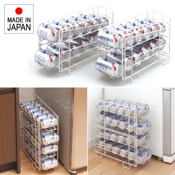 収納ラック ドリンクホルダー 飲み物 缶ストッカー 収納 置き場 缶ジュース 缶ビール 350ml 専用 補充 棚 省スペース コンパクト 日本製 【納期A】【870345】