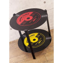 センターテーブル ローテーブル リビング サイドテーブル カフェ 2段 棚 ラック 円形 丸 おしゃれ レコード 音楽 赤 黄色 黒 ブラック 【納期C】【akz-14av013c】