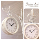 ウォールクロック 壁掛け 時計 両面 文字盤 アナログ 円形 丸型 おしゃれ 北欧 ヨーロピアン デザイン インテリア 壁時計 レトロ アンティーク調 クラシック 【納期C】【akz-1508-20】