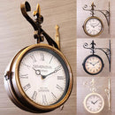 ウォールクロック 壁掛け 時計 両面 文字盤 アナログ 円形 丸型 おしゃれ 北欧 ヨーロピアン デザイン インテリア 壁時計 レトロ アンティーク調 クラシック 【納期C】【akz-1508-20】