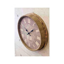 壁掛け時計 ウォールクロック アナログ 円 丸 おしゃれ インテリア ウイスキー 樽 モチーフ デザイン 木製 秒針無し アメリカ カジュアル 【納期C】【akz-btwc19002】