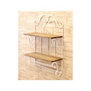 ウォールシェルフ 壁 フック 収納 棚 ラック 壁面 壁掛け ヨーロピアン 北欧 おしゃれ シック レトロ アンティーク調 インテリア クラシック お洒落 2段 収納棚 【納期C】【akz-cy18120】