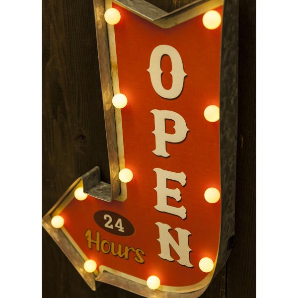 看板 インテリア 照明 LED ライト サイン 矢印 OPEN オープン 店舗 ショップ 看板灯 おしゃれ オブジェ 室内 屋内 電池式 壁掛け アメリカ 【納期C】【akz-gb22305gak】
