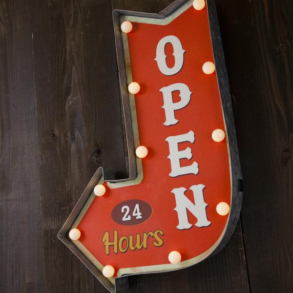 看板 インテリア 照明 LED ライト サイン 矢印 OPEN オープン 店舗 ショップ 看板灯 おしゃれ オブジェ 室内 屋内 電池式 壁掛け アメリカ 【納期C】【akz-gb22305gak】