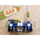 ウォールシェルフ 壁面 壁 ラック シェルフ 飾り棚 棚 車 デザイン おもしろ インテリア ガラス天板 コレクションラック 青 ブルー 【納期C】【akz-gk060】