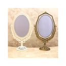 スタンドミラー 楕円形 おしゃれ ヨーロピアン かわいい レトロ アンティーク調 卓上 鏡 ミラー デスク場 北欧 ガーリー 姫系 装飾 高級感 重厚感 【納期C】【akz-hm-63】