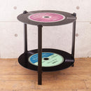 サイドテーブル 2段 レコード おしゃれ アメリカン 雑貨 インテリア リビング ローテーブル センターテーブル ガラス 天板 円形 丸型 【納期C】【akz-hmj2109】