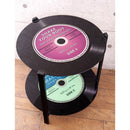 サイドテーブル 2段 レコード おしゃれ アメリカン 雑貨 インテリア リビング ローテーブル センターテーブル ガラス 天板 円形 丸型 【納期C】【akz-hmj2109】