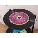 サイドテーブル 2段 レコード おしゃれ アメリカン 雑貨 インテリア リビング ローテーブル センターテーブル ガラス 天板 円形 丸型 【納期C】【akz-hmj2109】