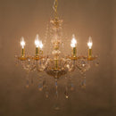 シャンデリア おしゃれ ゴージャス エレガント 6灯 豪華 高級感 ゴールド 金色 クリア クリスタル ガーリー ヨーロピアン 吊り下げ 照明 ペンダントライト 【納期C】【akz-hq9018】