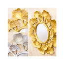 鏡 ミラー 壁掛け 壁 壁面 おしゃれ ヨーロピアン インテリア イチョウ 銀杏 デザイン モチーフ ゴールド 金色 シルバー 銀色 レトロ モダン クラシック 装飾 【納期C】【akz-jym9644】