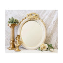 鏡 ミラー 姫系 インテリア フレンチ ガーリー ロマンチック フェミニン おしゃれ 西洋 ヨーロピアン 壁掛け 立て掛け 楕円形 丸型 リボン 彫刻風 【納期C】【akz-kst120935】