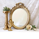 鏡 ミラー 姫系 インテリア フレンチ ガーリー ロマンチック フェミニン おしゃれ 西洋 ヨーロピアン 壁掛け 立て掛け 楕円形 丸型 リボン 彫刻風 【納期C】【akz-kst120935】