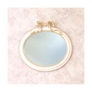 ミラー 鏡 フェミニン 姫系 インテリア ガーリー ロマンチック おしゃれ 西洋 ヨーロピアン 壁掛け 立て掛け 円形 丸型 リボン 彫刻風 【納期C】【akz-kst18092-1】