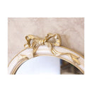 ミラー 鏡 フェミニン 姫系 インテリア ガーリー ロマンチック おしゃれ 西洋 ヨーロピアン 壁掛け 立て掛け 円形 丸型 リボン 彫刻風 【納期C】【akz-kst18092-1】