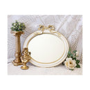 ミラー 鏡 フェミニン 姫系 インテリア ガーリー ロマンチック おしゃれ 西洋 ヨーロピアン 壁掛け 立て掛け 円形 丸型 リボン 彫刻風 【納期C】【akz-kst18092-1】