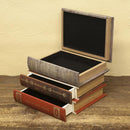 小物収納 収納ボックス 収納箱 本型 おしゃれ デザイン モチーフ 3段 引き出し フタ 蓋 ドロワーボックス インテリア アンティーク ビンテージ風 フェイク 【納期C】【akz-ldr03】