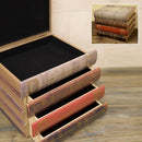 小物収納 本型 おしゃれ デザイン モチーフ 4段 引出し ふた 蓋 ドロワーボックス 収納ボックス インテリア アンティーク調 ビンテージ風 本 フェイク 収納箱 【納期C】【akz-ldr04】