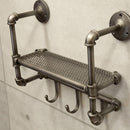 ウォールシェルフ 壁 棚 おしゃれ ブルックリンテイスト ラック 配管モチーフ ヴィンテージ調 インダストリアル インテリア 鉄製 重厚 【納期C】【akz-lja151295a】