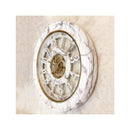 壁時計 壁掛け時計 無音 連続秒針 ウォールクロック 大理石風 マーブル 白 ホワイト 重厚感 円 丸 ヨーロピアン レトロ 歯車 インテリア 【納期C】【akz-ls-b8186-98】