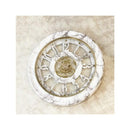 壁時計 壁掛け時計 無音 連続秒針 ウォールクロック 大理石風 マーブル 白 ホワイト 重厚感 円 丸 ヨーロピアン レトロ 歯車 インテリア 【納期C】【akz-ls-b8186-98】