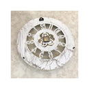 壁時計 壁掛け時計 無音 連続秒針 ウォールクロック 大理石風 マーブル 白 ホワイト 重厚感 円 丸 ヨーロピアン レトロ 歯車 インテリア 【納期C】【akz-ls-b8186-98】