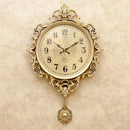 掛け時計 振り子 ビクトリアン調 壁掛時計 ウォールクロック ヨーロピアン レトロ ゴージャス 高級感 無音 連続秒針 イタリアン 円 丸 【納期C】【akz-ls-h500gny】