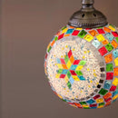 ペンダントライト ガラス ステンドガラス風 北欧 1灯 led電球付き 円形 球体 丸型 カラフル かわいい インテリア 吊下げ照明 ペンダントランプ モザイクタイル 【納期C】【akz-mosaic-17】