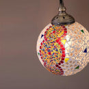 ペンダントライト ガラス モザイク タイル デザイン ステンドグラス 1灯 led対応 電球付き 円形 球体 丸型 カラフル カワイイ 北欧 おしゃれ インテリア 吊下げ 【納期C】【akz-mosaic-5】