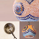 ペンダントライト ガラス モザイクタイル LED対応 ステンドグラス 1灯 電球付き 円形 球体 丸型 カラフル かわいい 北欧 おしゃれ 天井 照明 ペンダントランプ 【納期C】【akz-mosaic-7】