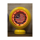 置き時計 おしゃれ インテリア アメリカン アメカジ 雑貨 小物 ネオンサイン風 玄関 寝室 星条旗 アメリカ 国旗 黄色 イエロー 丸型 【納期C】【akz-nc14at04】