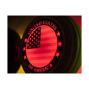 置き時計 おしゃれ インテリア アメリカン アメカジ 雑貨 小物 ネオンサイン風 玄関 寝室 星条旗 アメリカ 国旗 黄色 イエロー 丸型 【納期C】【akz-nc14at04】