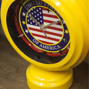 置き時計 おしゃれ インテリア アメリカン アメカジ 雑貨 小物 ネオンサイン風 玄関 寝室 星条旗 アメリカ 国旗 黄色 イエロー 丸型 【納期C】【akz-nc14at04】