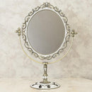 鏡 卓上 スタンドミラー テーブルミラー おしゃれ ヨーロピアン 回転式 楕円形 丸型 アンティーク調 ロマンチック ガーリー フェミニン 【納期C】【akz-pw7018br】