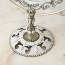 鏡 卓上 スタンドミラー テーブルミラー おしゃれ ヨーロピアン 回転式 楕円形 丸型 アンティーク調 ロマンチック ガーリー フェミニン 【納期C】【akz-pw7018br】