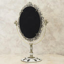 鏡 卓上 スタンドミラー テーブルミラー おしゃれ ヨーロピアン 回転式 楕円形 丸型 アンティーク調 ロマンチック ガーリー フェミニン 【納期C】【akz-pw7018br】