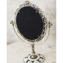 鏡 卓上 スタンドミラー テーブルミラー おしゃれ ヨーロピアン 回転式 楕円形 丸型 アンティーク調 ロマンチック ガーリー フェミニン 【納期C】【akz-pw7018br】