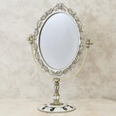鏡 卓上 スタンドミラー テーブルミラー おしゃれ ヨーロピアン 回転式 楕円形 丸型 アンティーク調 ロマンチック ガーリー フェミニン 【納期C】【akz-pw7018br】
