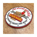 看板 サイン ボード ガレージ 車庫 駐車場 アメリカン 雑貨 円 丸 壁掛け おしゃれ おもしろ デザイン レンチ モチーフ ウォールプラッケ 【納期C】【akz-s0109】